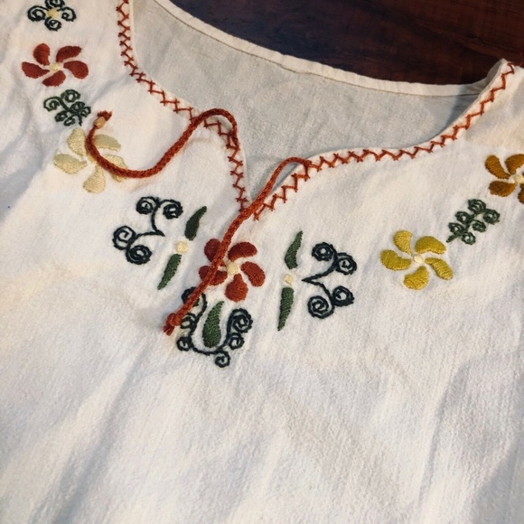 BoHo HIPPIE Embroidery Tunic Shirt Top - Picture 5 of 9